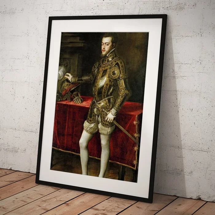 ‘Philip II in Armour’, 1551, Italian School, Oil on canvas, 193 cm… Art Print