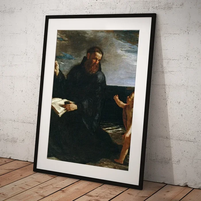 ‘Saint Augustine Meditation on the Trinity’, 1636, Italian School, Oil on canvas, 185 … Art Print