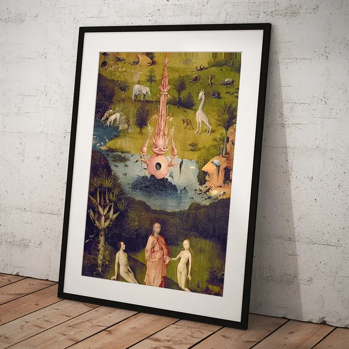 ‘The Garden of Earthly Delights’ -left panel-, 1500-1505, Oil on panel, 220 cm x 97 cm, P02823. EVE. Art Print