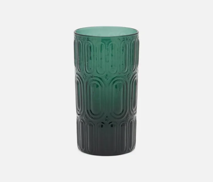 Aaron Hand Blown Highball Glass, Smokey Green, Set of 6