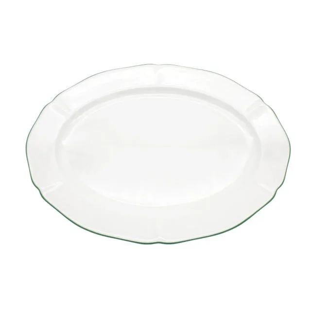 Amelie Royal Forest Green Rim Oval Platter, 14″
