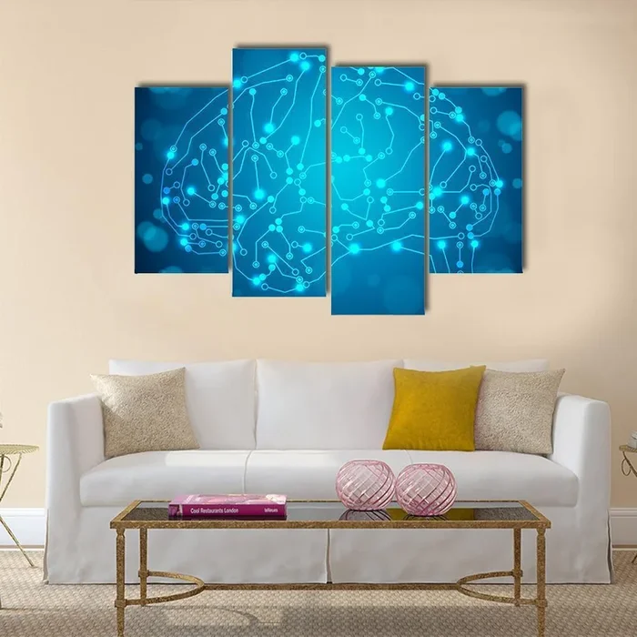 Brain with Circuit Board Canvas Wall Art