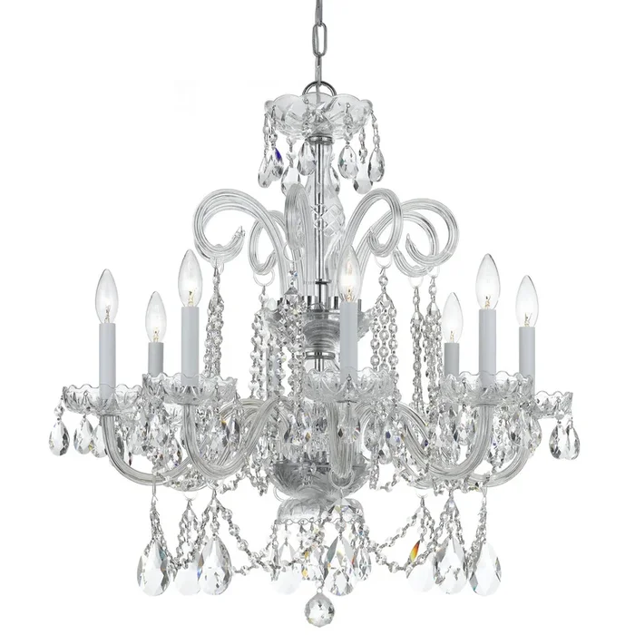 Crystorama – 5008-CH-CL-S – Eight Light Chandelier – Traditional Crystal – Polished Chrome – 5008CHCLS