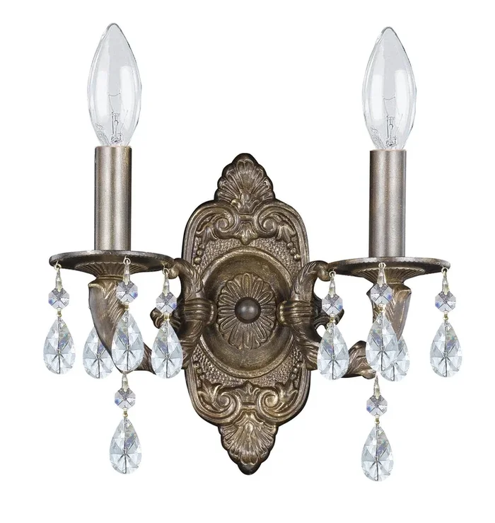 Crystorama – 5022-VB-CL-MWP – Two Light Wall Sconce – Paris Market – Venetian Bronze – 5022VBCLMWP