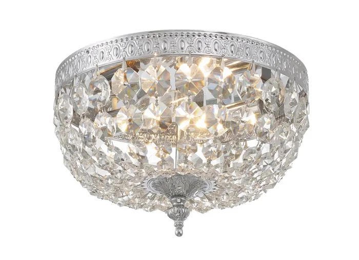 Crystorama – 708-CH-CL-SAQ – Two Light Flush Mount – Ceiling Mount – Polished Chrome – 708CHCLSAQ