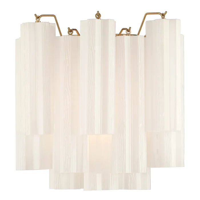 Crystorama – ADD-303-AG-WH – Two Light Wall Sconce – Addis – Aged Brass – ADD303AGWH