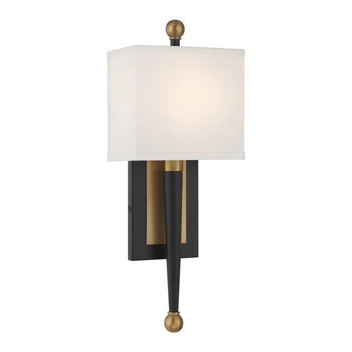 Crystorama – ARD-832-MK-VG – One Light Wall Sconce – Ardson – Matte Black + Vibrant Gold – ARD832MKVG