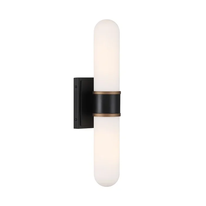 Crystorama – CAP-8512-MK-TG – LED Wall Sconce – Capsule – Matte Black + Textured Gold – CAP8512MKTG