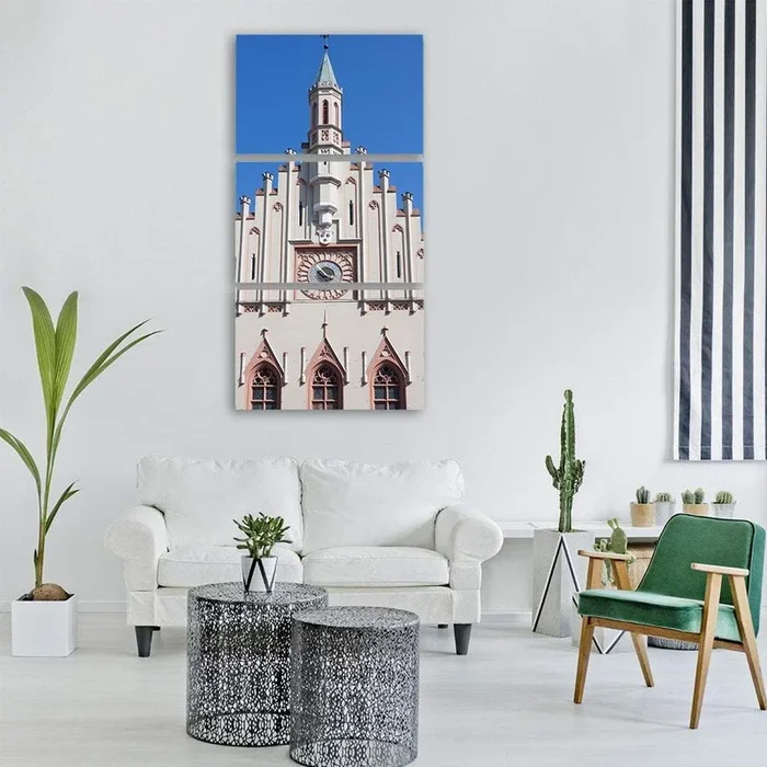 Gothic Clock Tower with Roman Numerals Vertical Canvas Wall Art