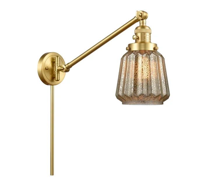 Innovations – 237-SG-G146 – One Light Swing Arm Lamp – Franklin Restoration – Satin Gold – 237SGG146