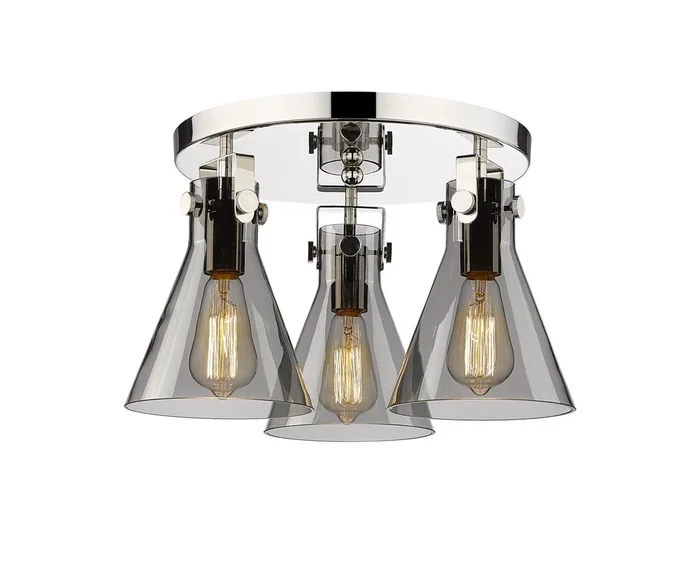 Innovations – 411-3F-PN-G411-7SM – Three Light Flush Mount – Downtown Urban – Polished Nickel – 4113FPNG4117SM