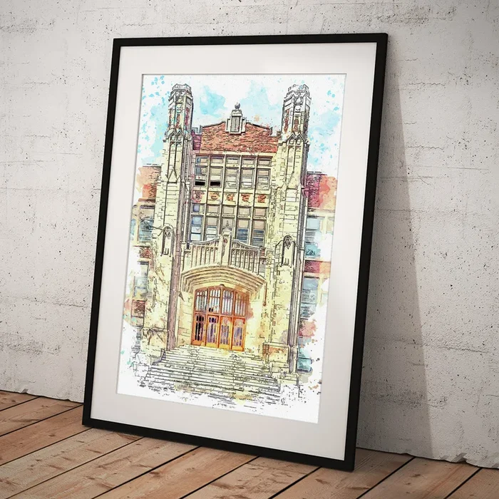 .Main Entrance, Old Bloomington High School, Bloomington, Illinois Art Print
