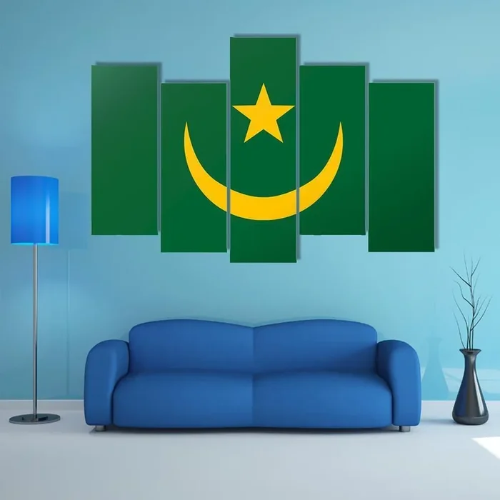 Mauritania Flag Reflection Canvas Wall Art