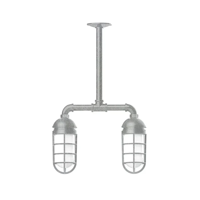 Montclair Light Works – MSA050-49-T24 – Two Light Pendant – Vaportite – Painted Galvanized – MSA05049T24