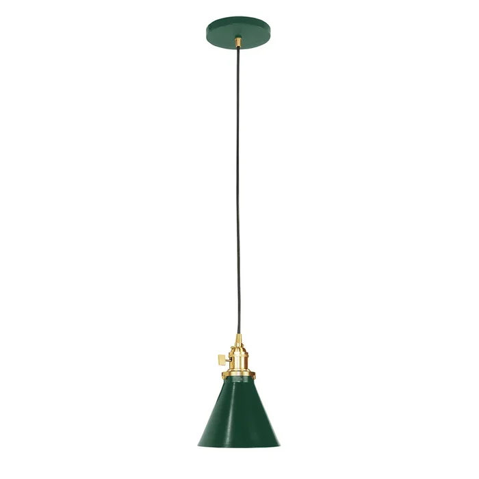 Montclair Light Works – PEB405-42-91-C02 – One Light Pendant – Uno – Forest Green with Brushed Brass – PEB4054291C02