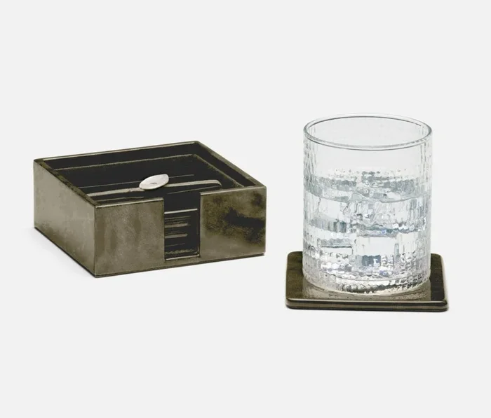 Nelson Gray Gloss Coasters, Set of 6