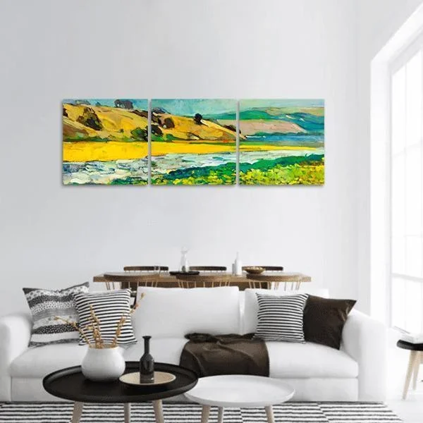 River Coast & Cliffs Panoramic Canvas Wall Art