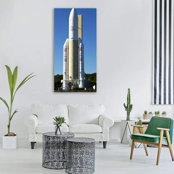 Rocket Launch Vehicle with Esa Logo Vertical Canvas Wall Art