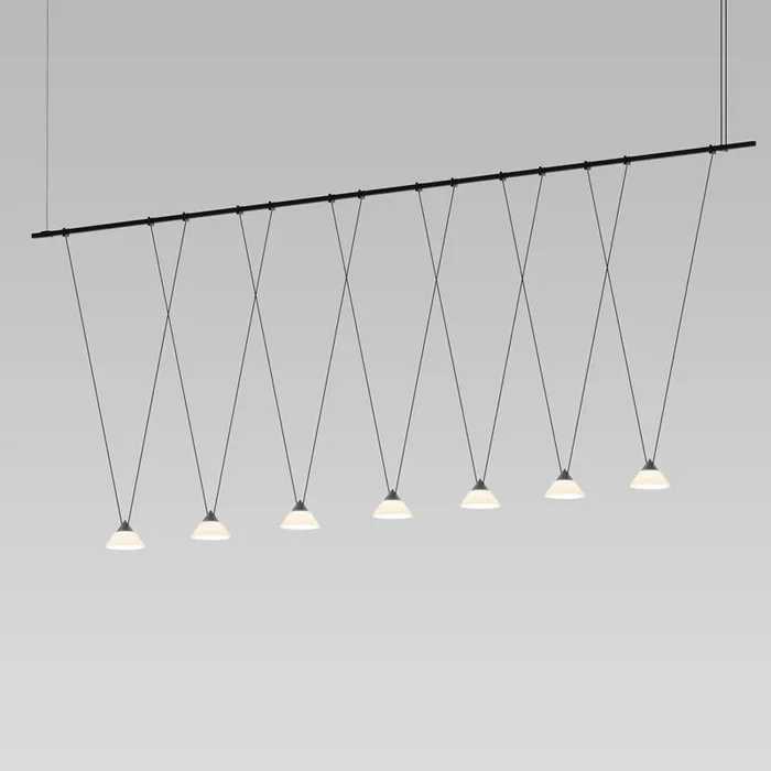 Sonneman – SLS1167 – Seven Light Pendant – Suspenders – Satin Black – SLS1167