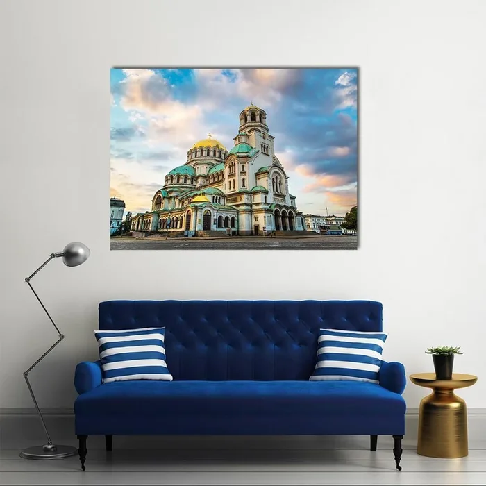 St Alexander Nevsky Cathedral With Clouds Canvas Wall Art