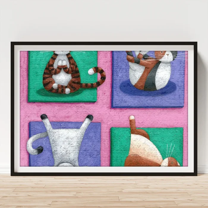 Yoga For Cats Art Print