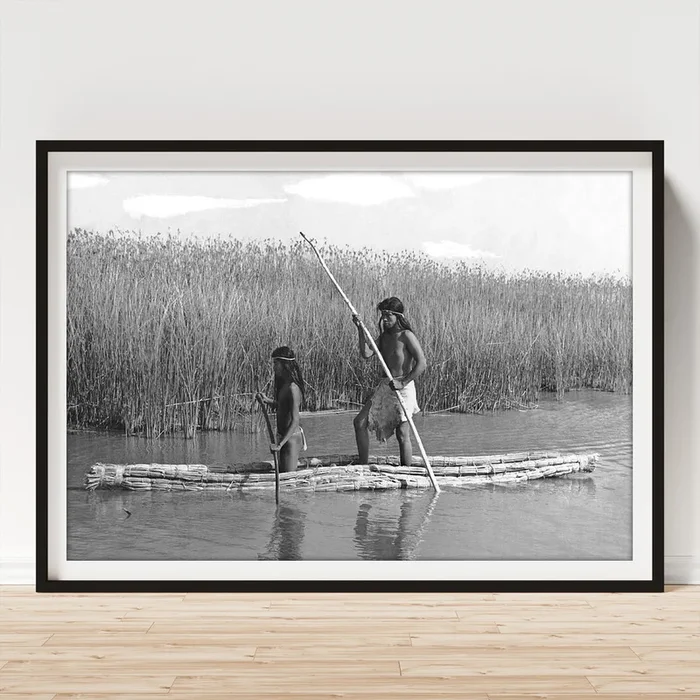 Yokuts Poling Tule Boats Art Print