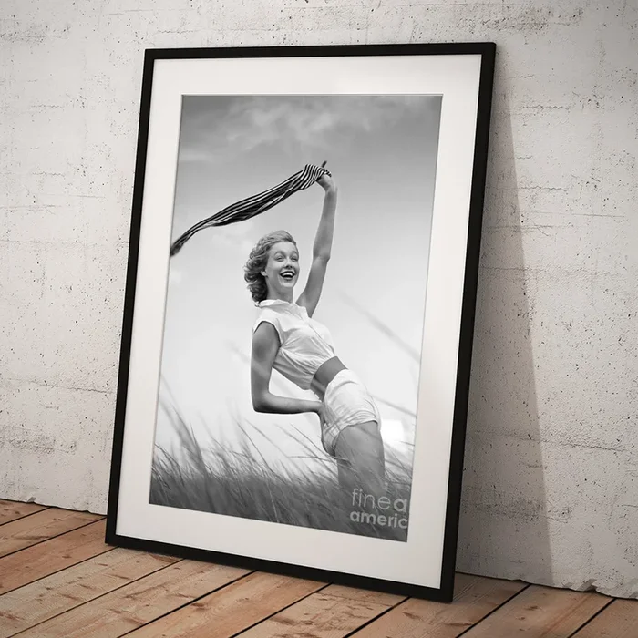 Young Woman Waving Scarf, C.1950-60s Art Print