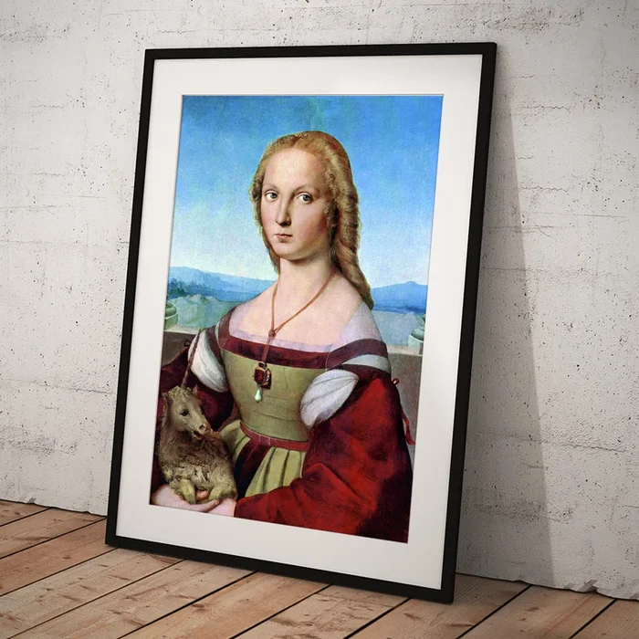Young Woman with Unicorn Art Print