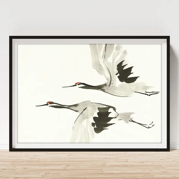 Zen Cranes I Warm Art Print