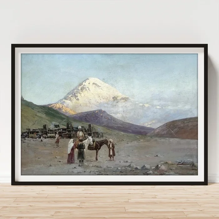 zommer, richard karlovich – Caravanserai at the Foot of Mount Kazbek 3 Art Print